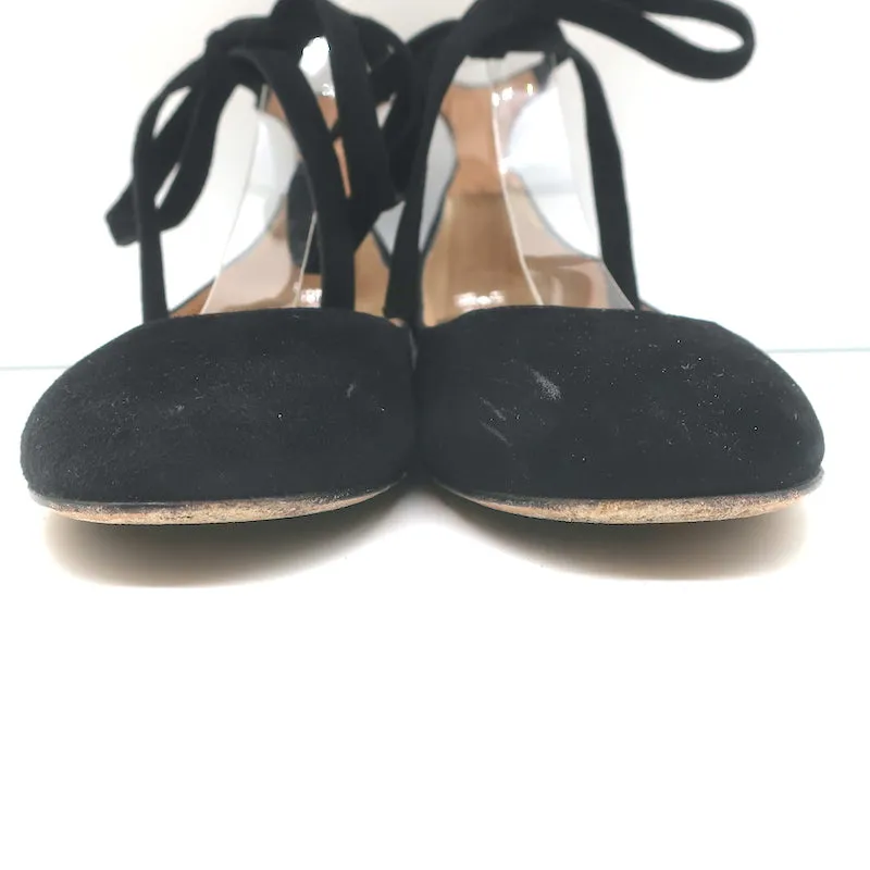 Gianvito Rossi Ankle Wrap Ballet Flats Black Suede Size 37