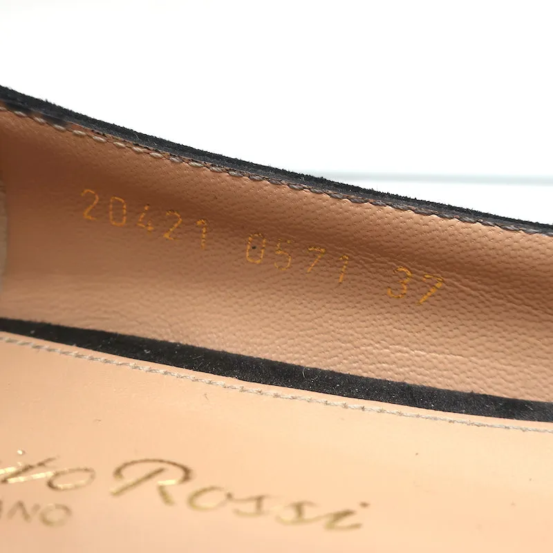 Gianvito Rossi Ankle Wrap Ballet Flats Black Suede Size 37