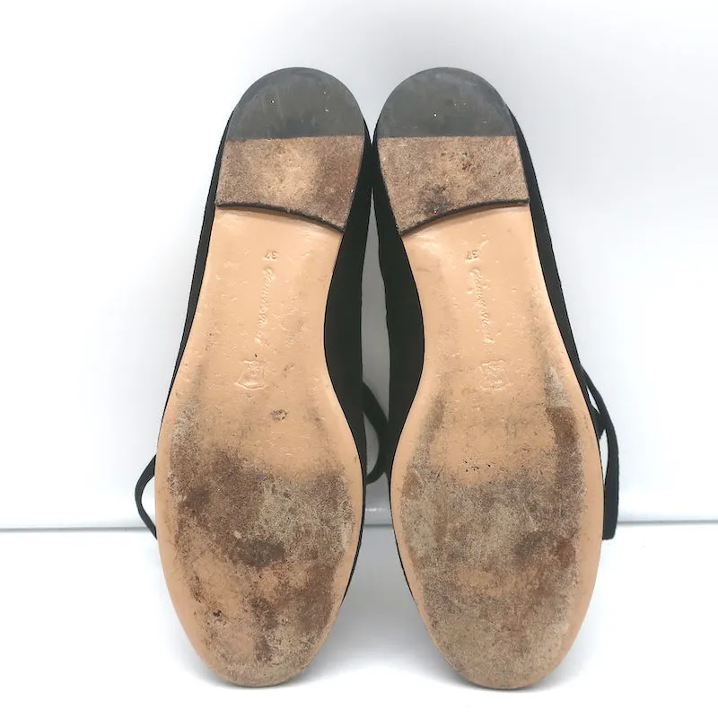 Gianvito Rossi Ankle Wrap Ballet Flats Black Suede Size 37