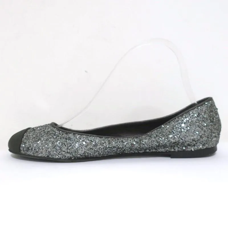 Giuseppe Zanotti Glitter Cap Toe Ballet Flats Silver Size 37