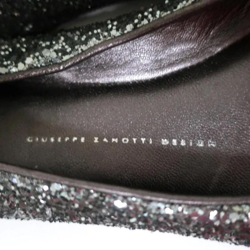 Giuseppe Zanotti Glitter Cap Toe Ballet Flats Silver Size 37