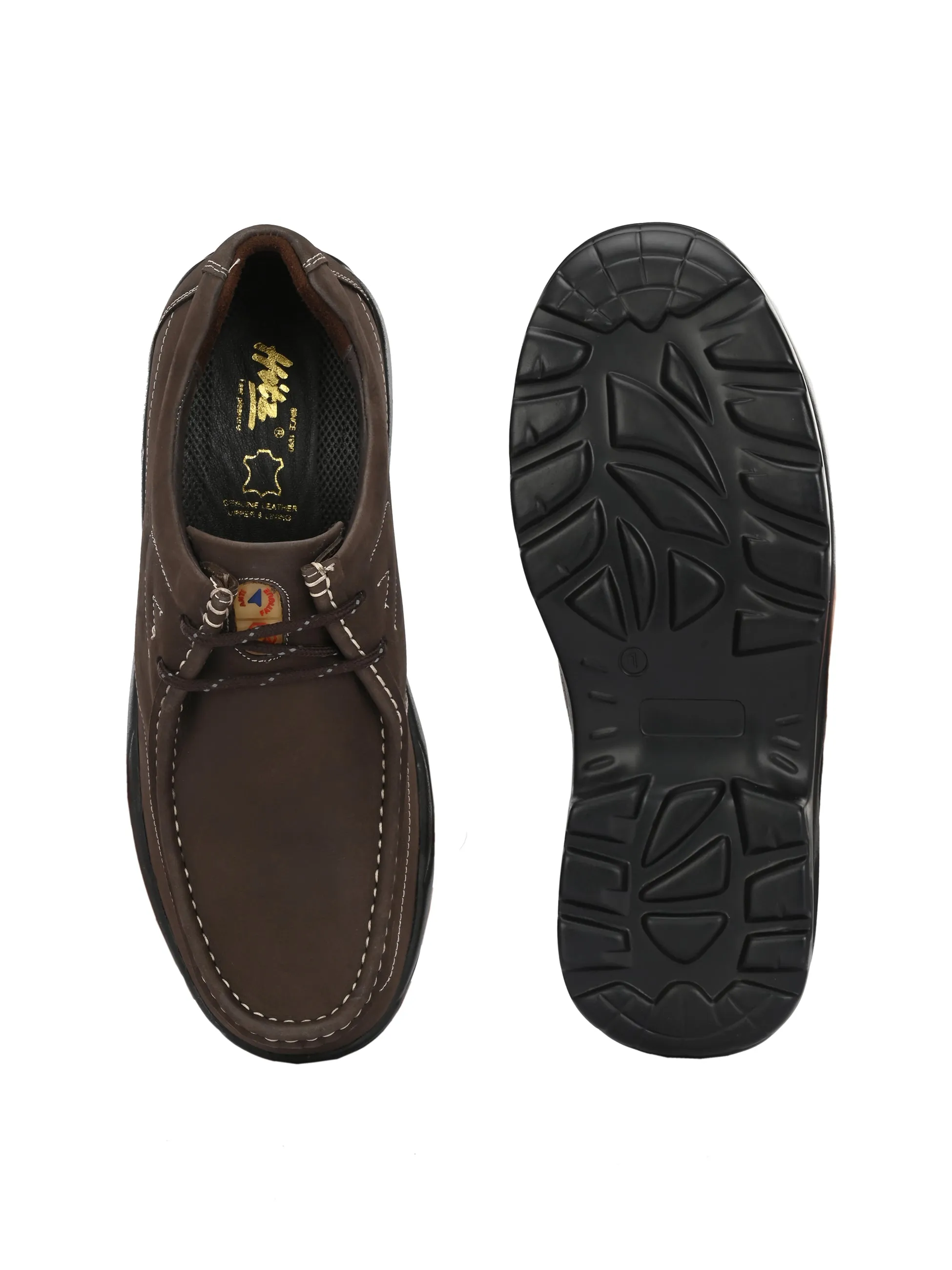 HITZ2651 Men's Brown Leather Casual Lace Up Shoes