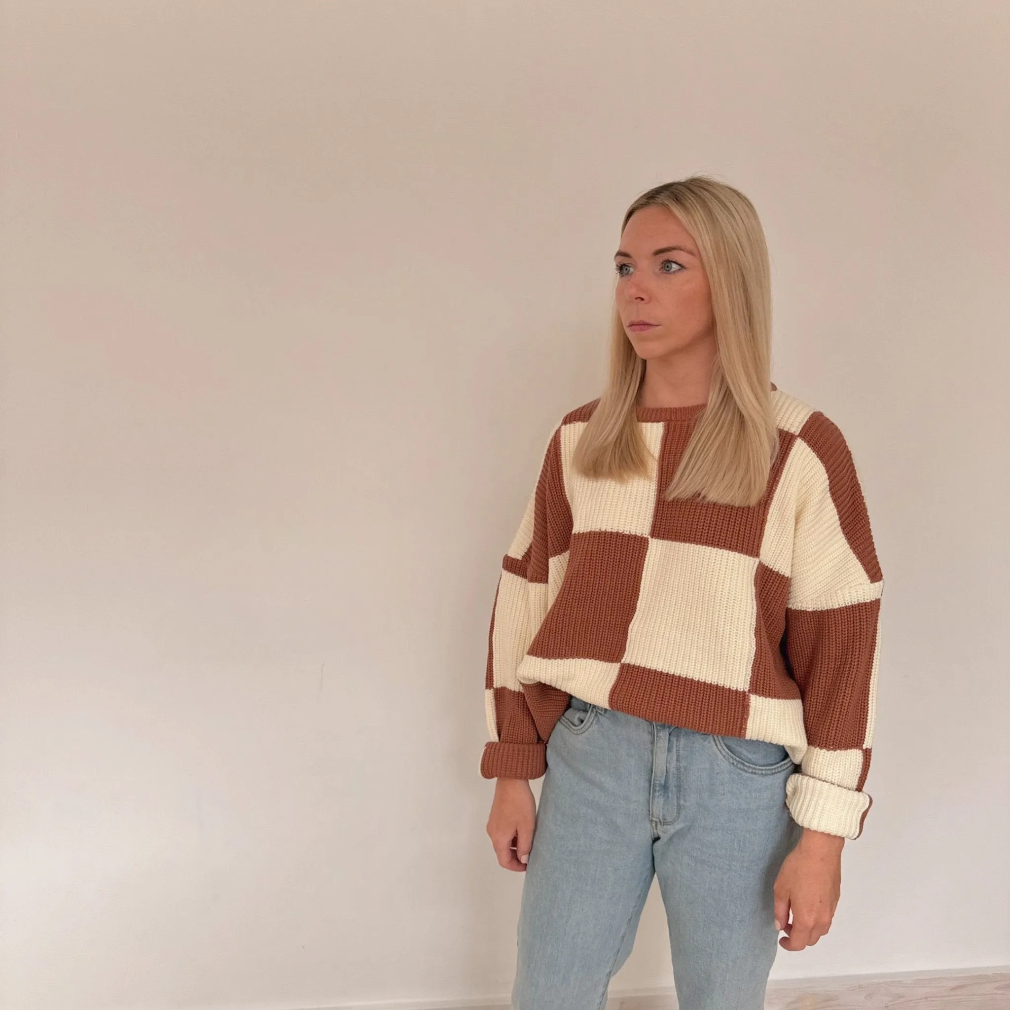 Hunter   Rose: Aspen Adult Jumper - Cinnamon Checkerboard
