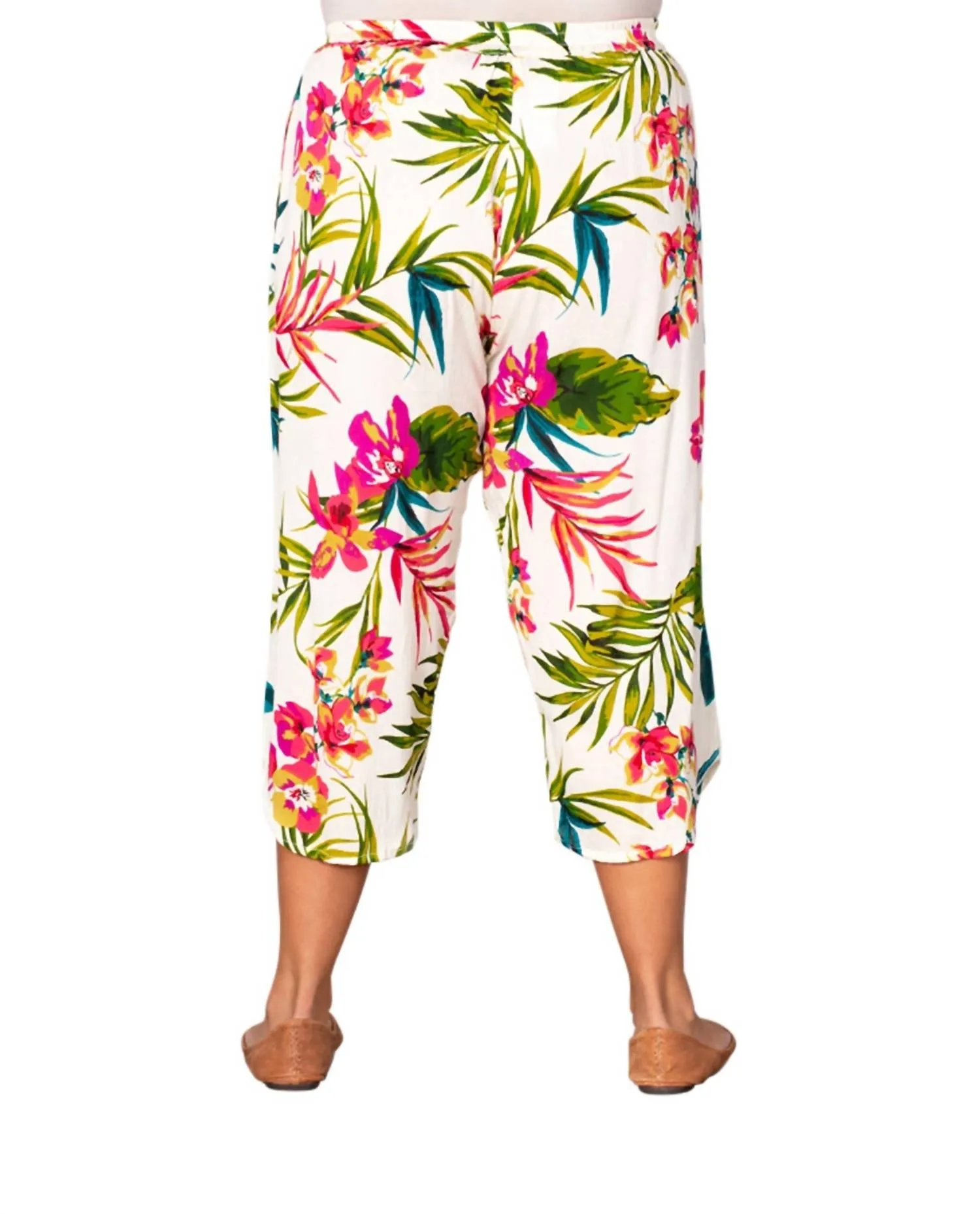 Ibiza Crop Pants - Plus In Ivory Palms