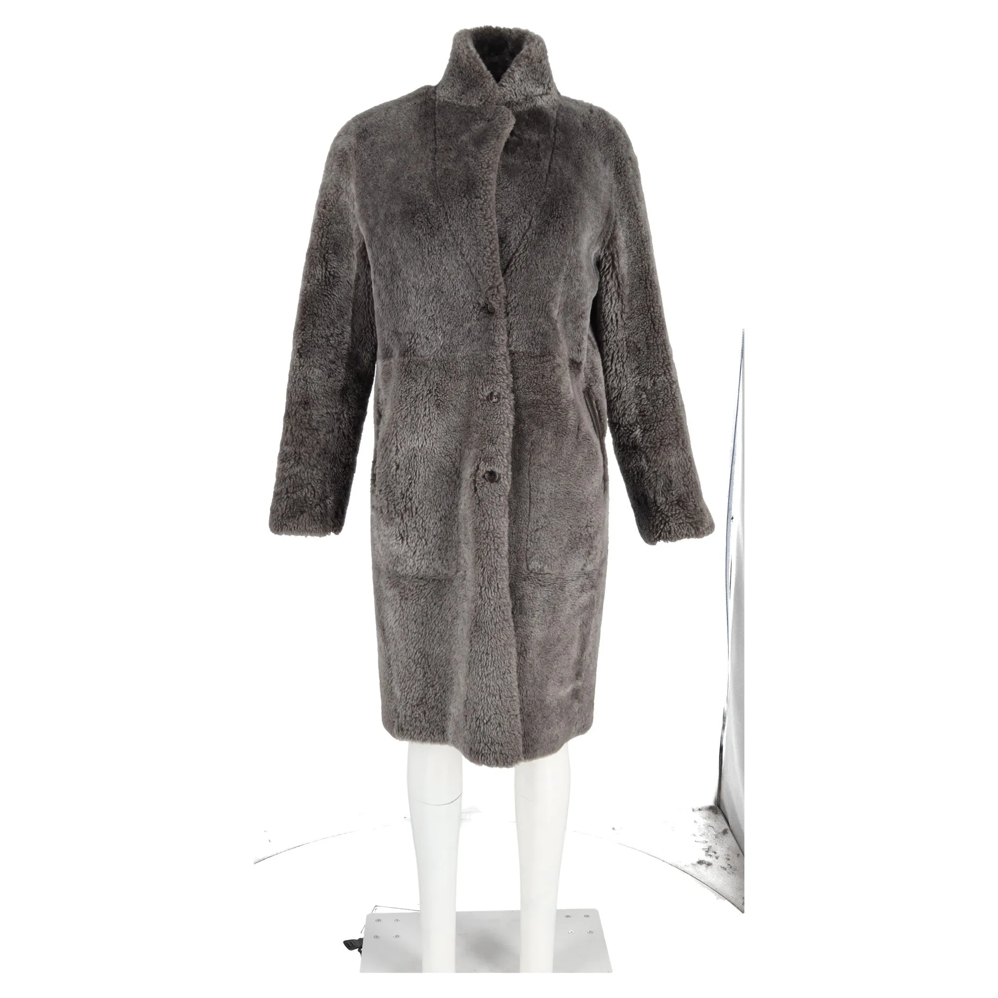 Joseph Polar Skin Brittany Coat in Grey Sheepskin