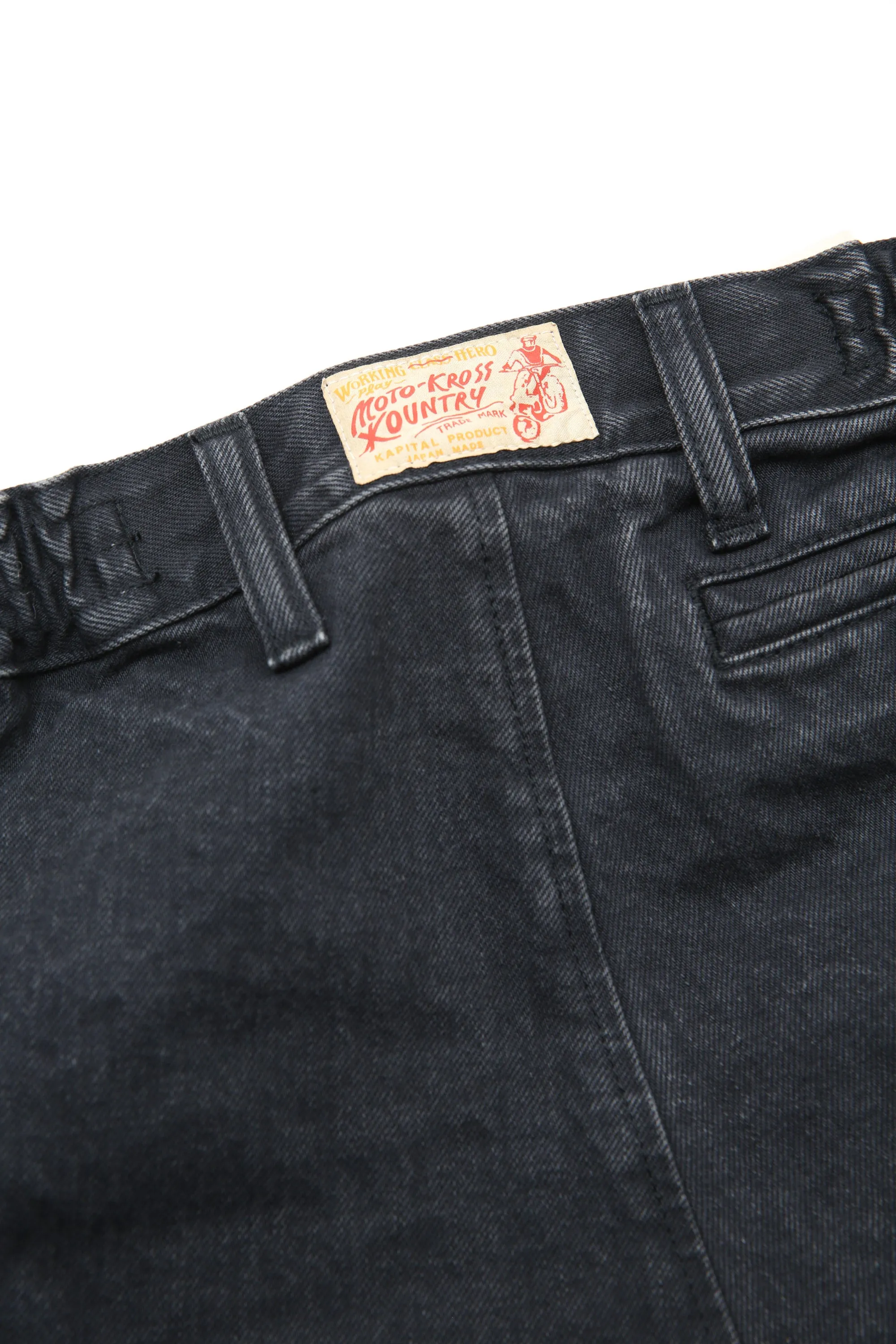 Kapital 14oz BLKxBLK Denim KOUNTRY Motocross Pants "TODOTERRENO" - Black