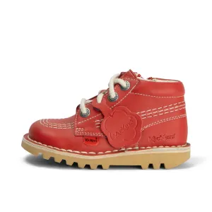 Kickers: Infant Unisex Kick Hi Zip - Leather Red