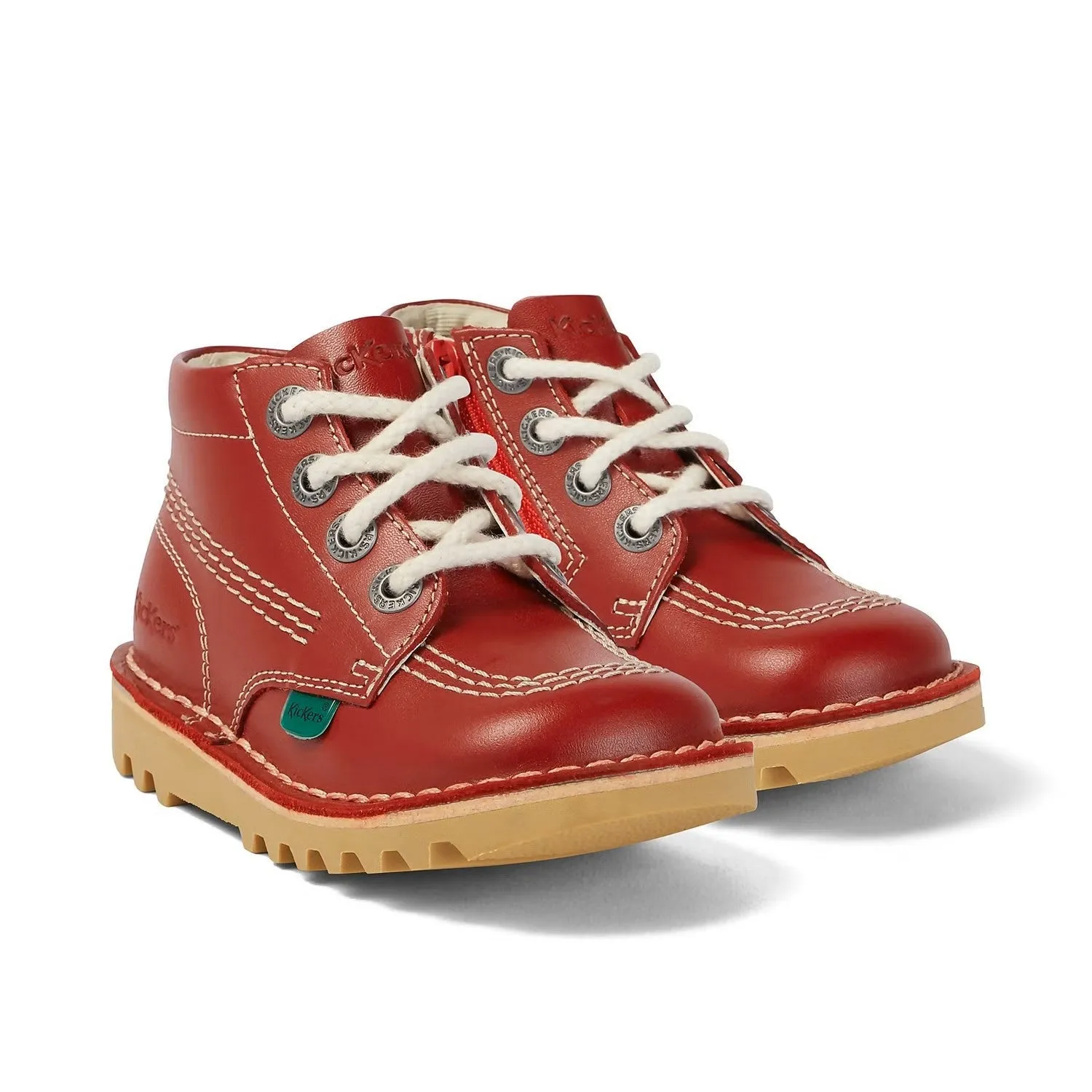 Kickers: Infant Unisex Kick Hi Zip - Leather Red