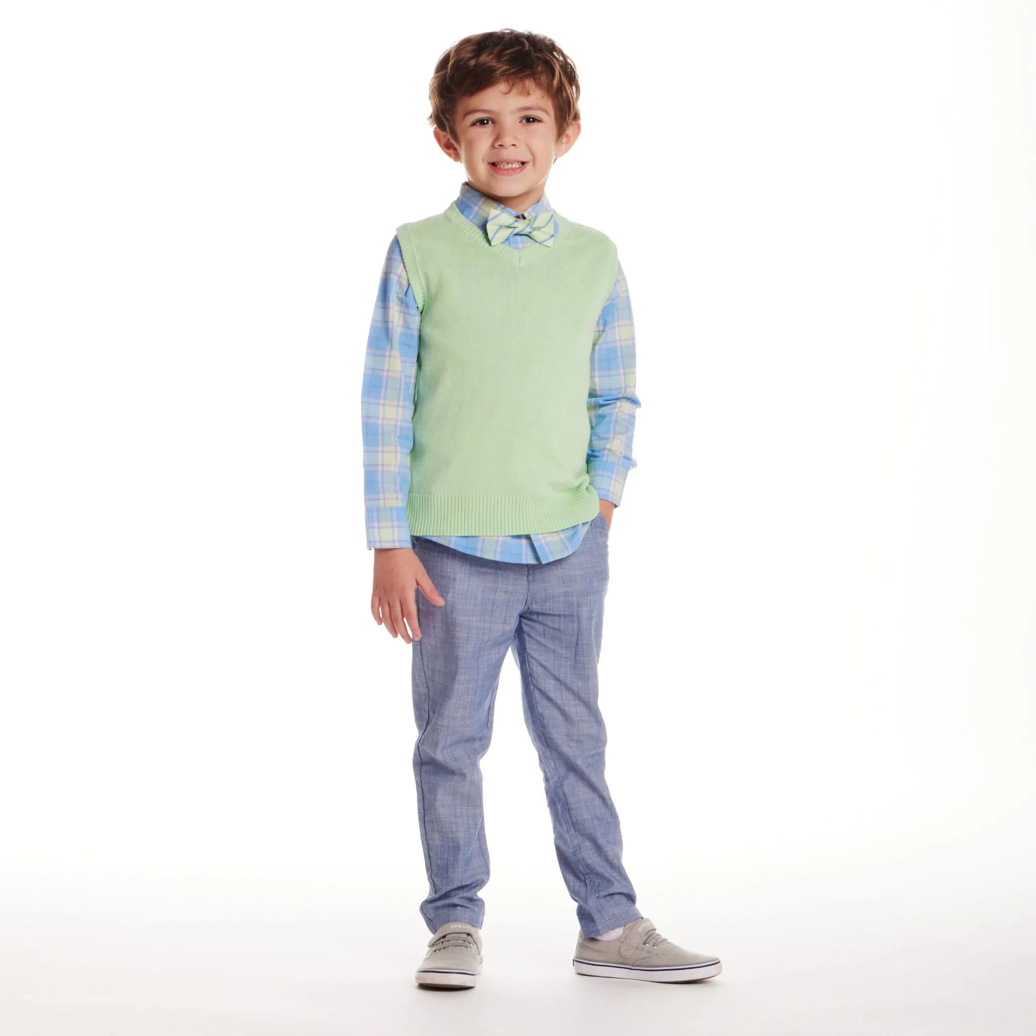 Kids (2-8) Sweater Vest Set | Light Green Babykids_Andy-Evan