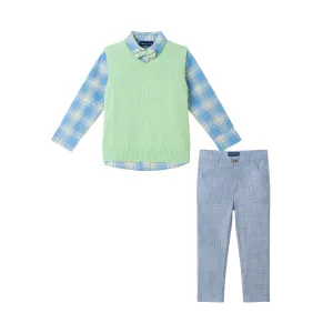 Kids (2-8) Sweater Vest Set | Light Green Babykids_Andy-Evan