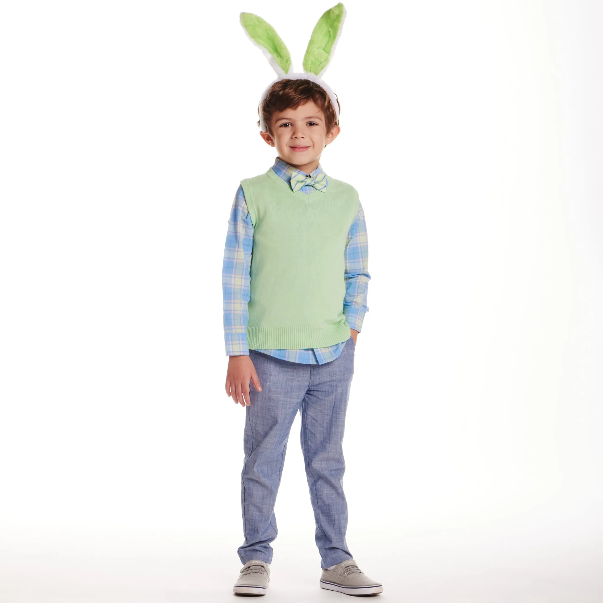 Kids (2-8) Sweater Vest Set | Light Green Babykids_Andy-Evan