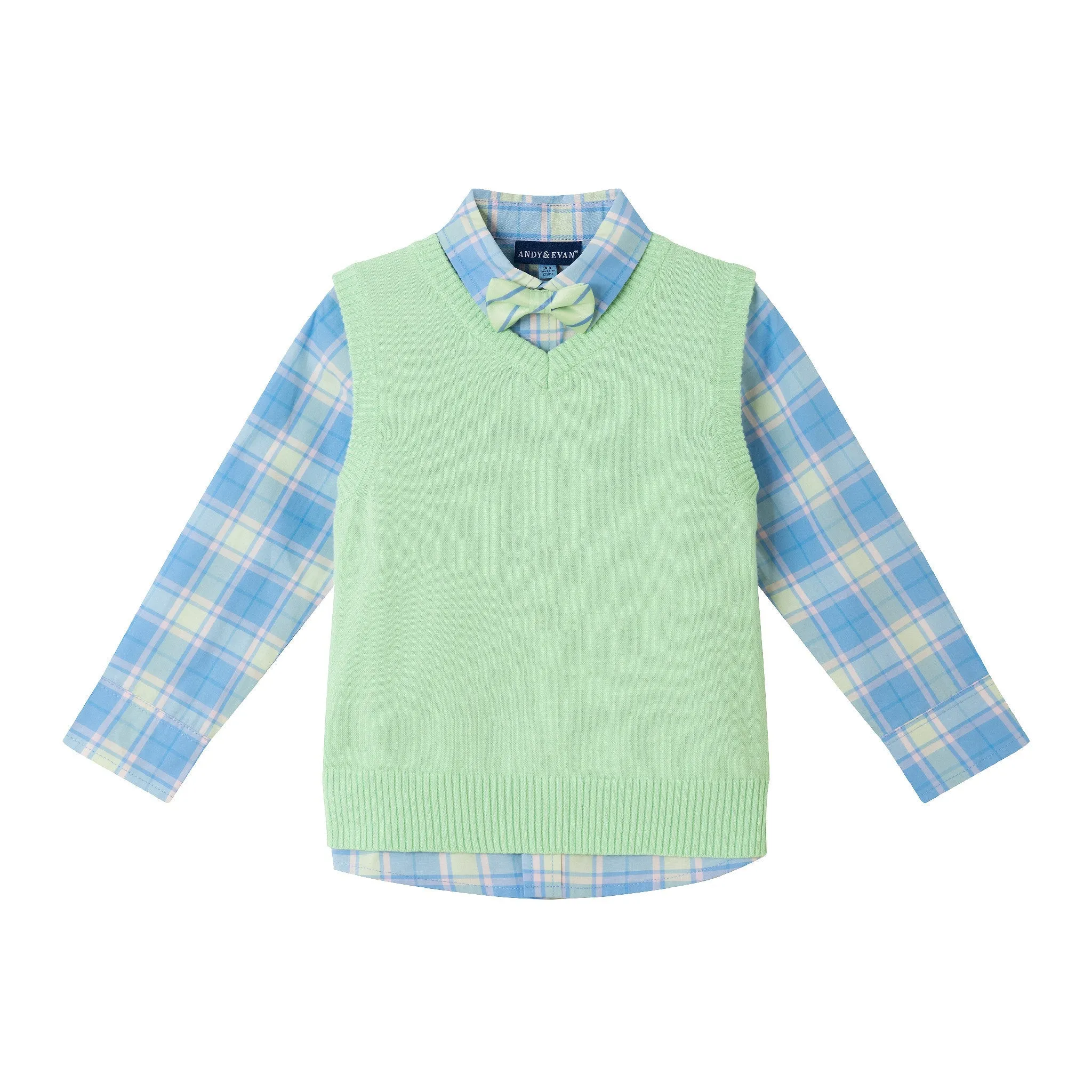 Kids (2-8) Sweater Vest Set | Light Green Babykids_Andy-Evan