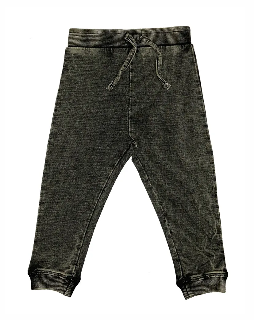 Kids Denim Knit Jogger Pants - Black Denim Babykids_Baby-Steps-And-Mish-Kids