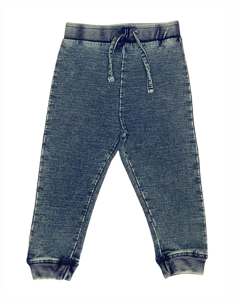 Kids Denim Knit Jogger Pants - Dark Denim Babykids_Baby-Steps-And-Mish-Kids
