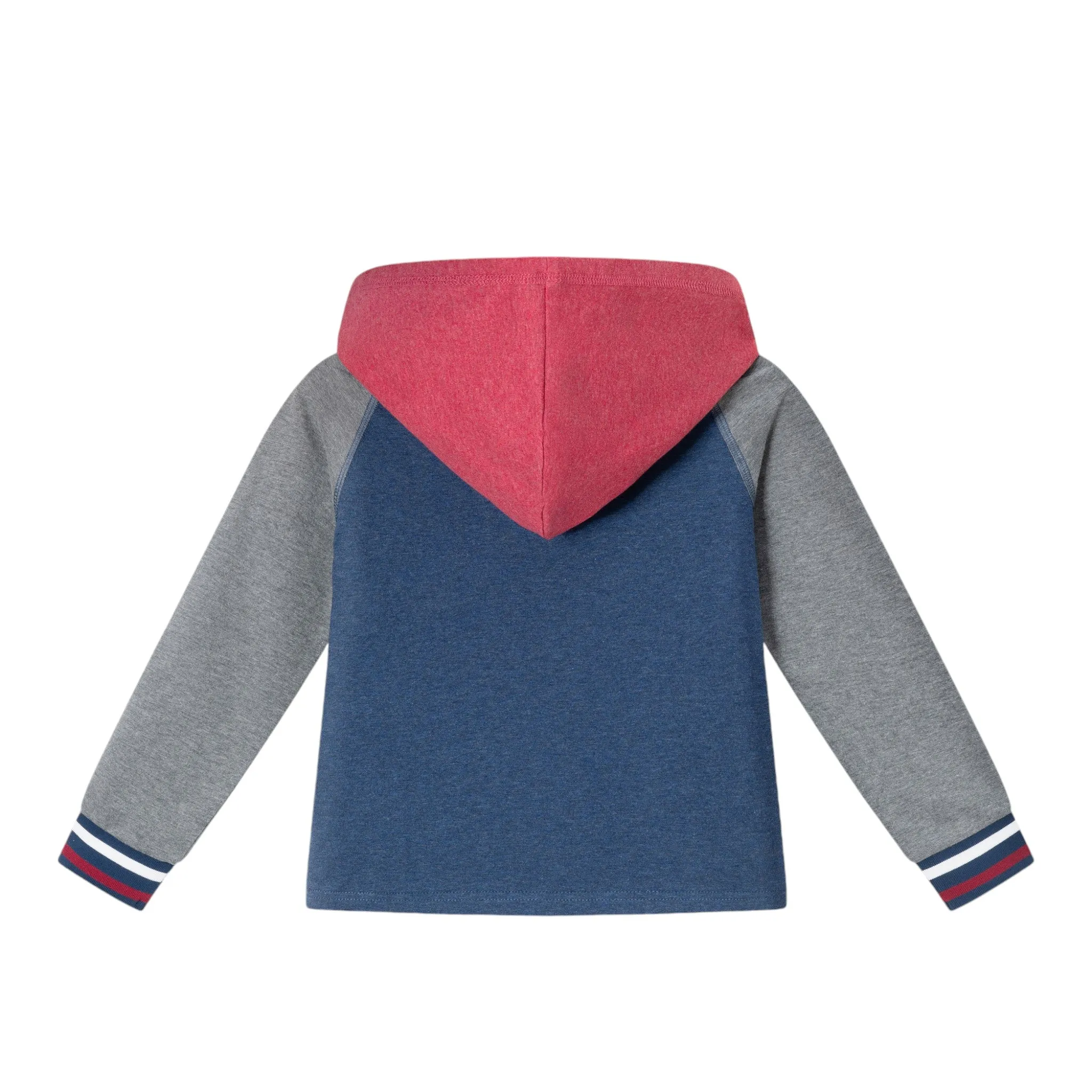 Kids Hooded Colorblocked Jersey Tee & Jogger Set | Red Navy & Heather Grey Babykids_Andy-Evan