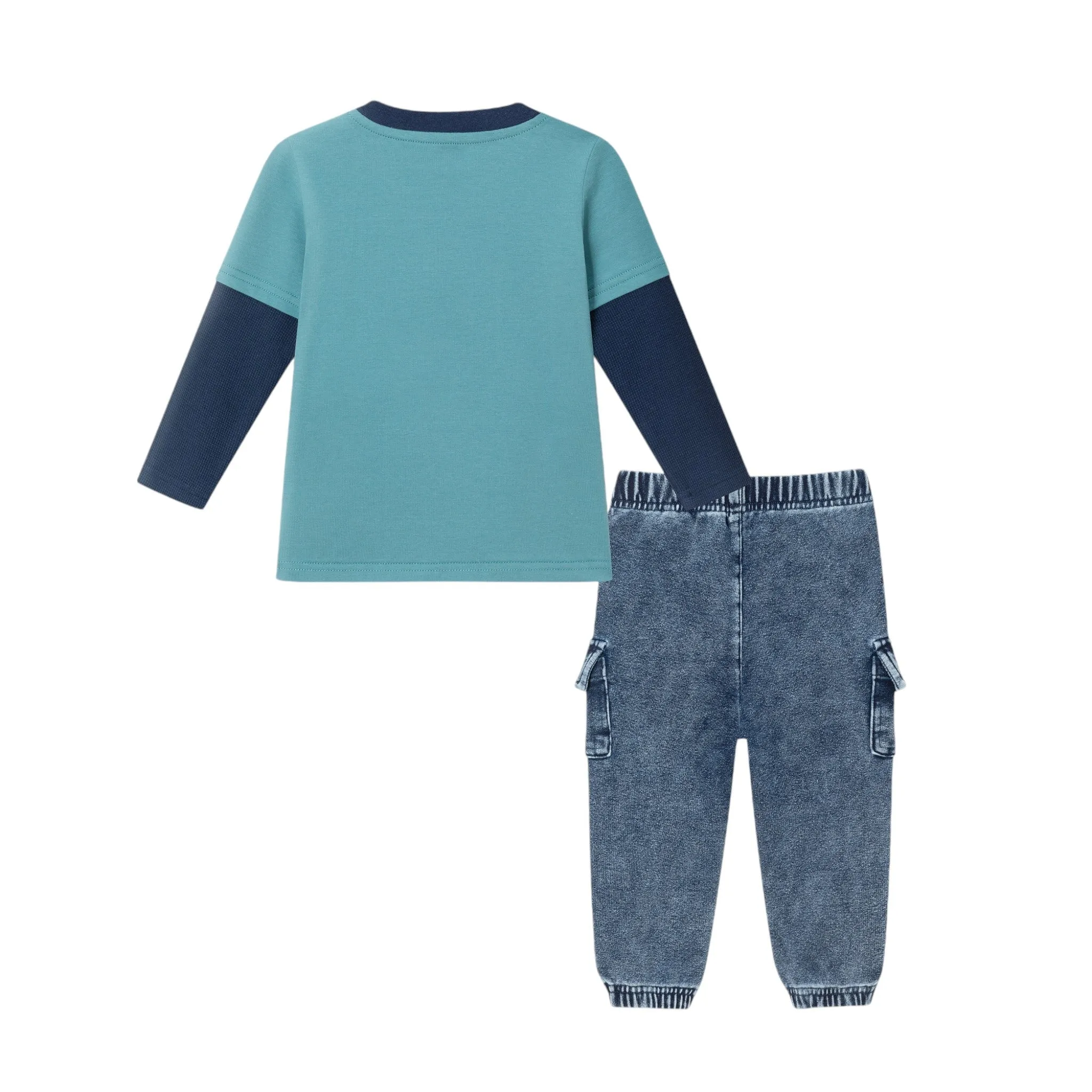 Kids Jersey Twofer Tee & Terry Pants Set | Blue Navy Sports Babykids_Andy-Evan