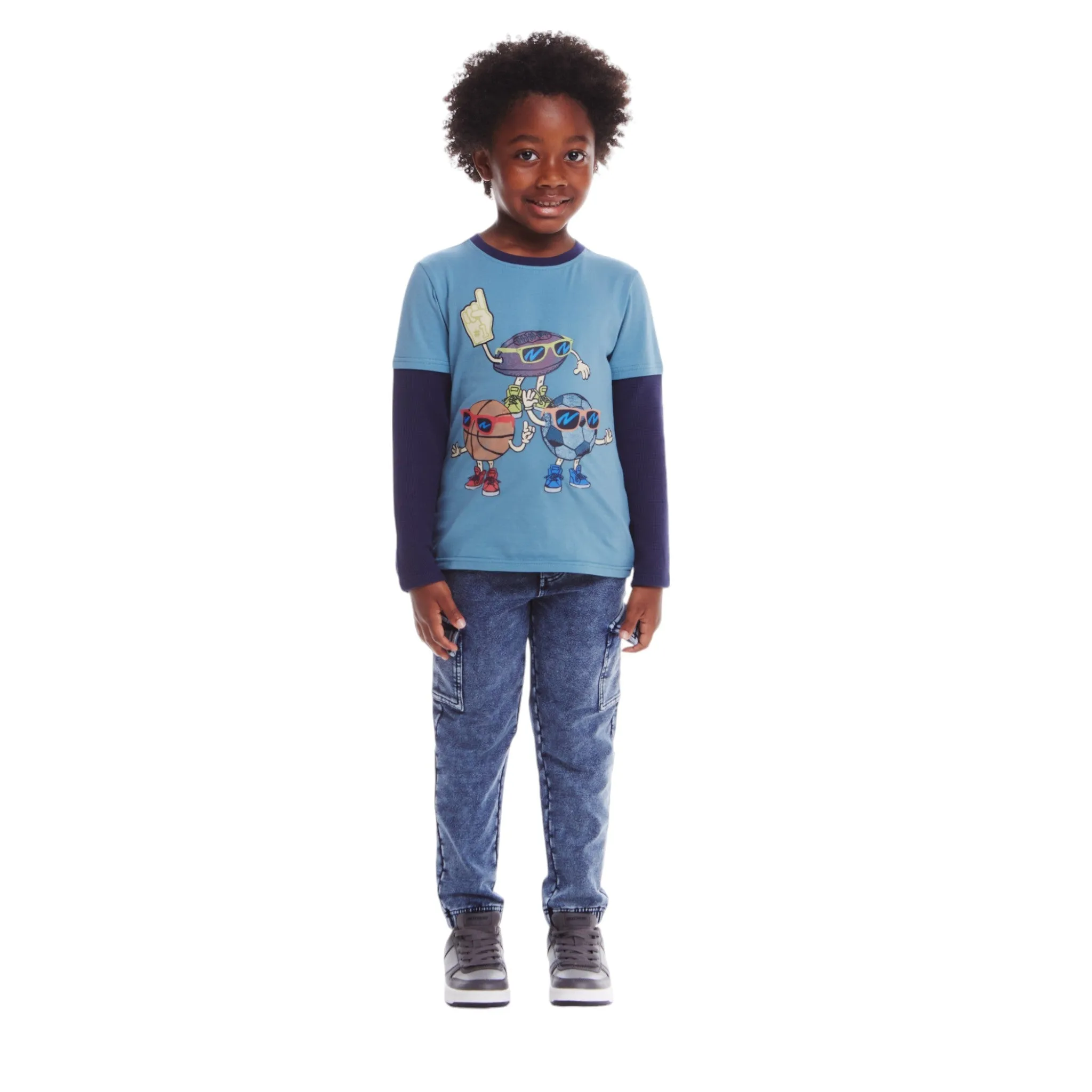Kids Jersey Twofer Tee & Terry Pants Set | Blue Navy Sports Babykids_Andy-Evan