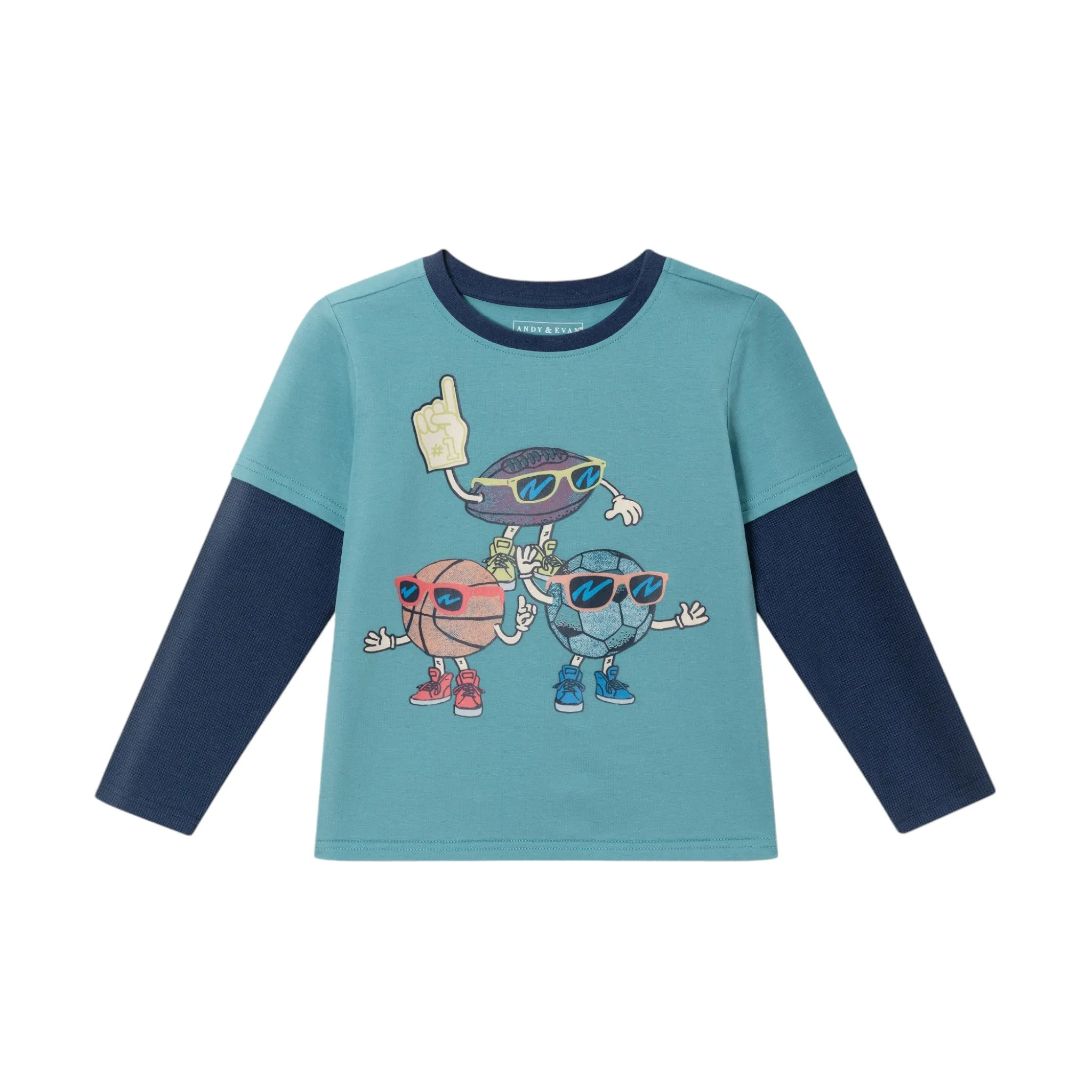 Kids Jersey Twofer Tee & Terry Pants Set | Blue Navy Sports Babykids_Andy-Evan