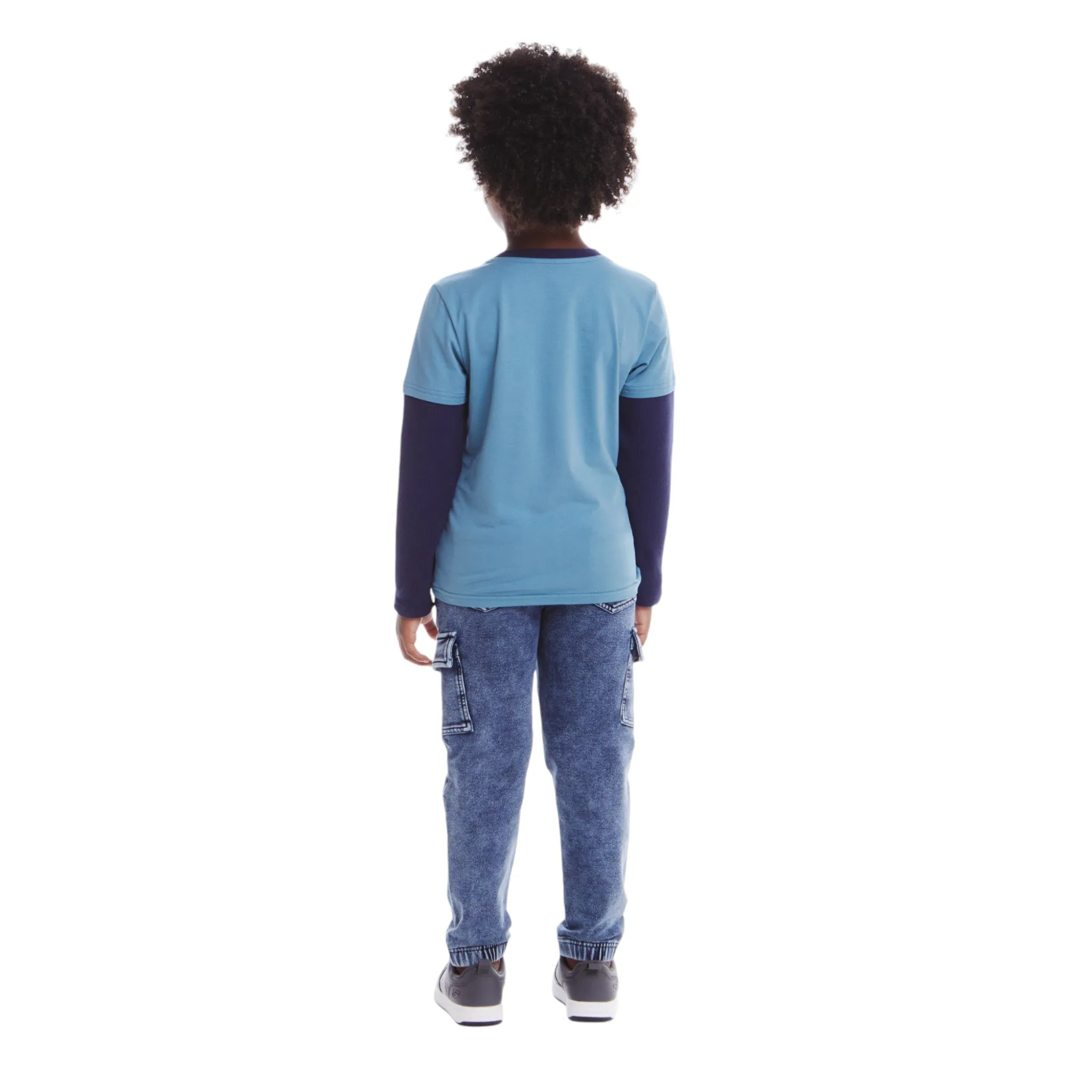 Kids Jersey Twofer Tee & Terry Pants Set | Blue Navy Sports Babykids_Andy-Evan