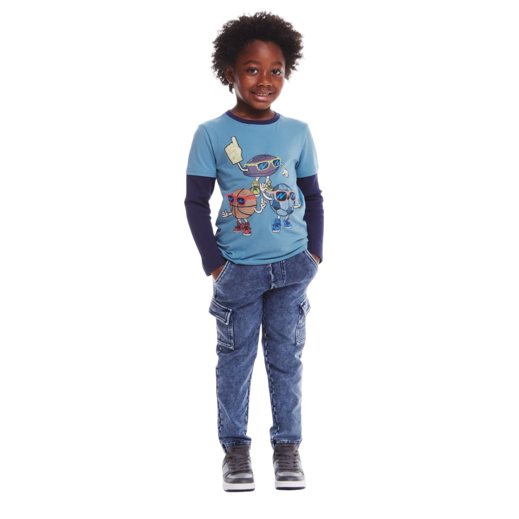 Kids Jersey Twofer Tee & Terry Pants Set | Blue Navy Sports Babykids_Andy-Evan