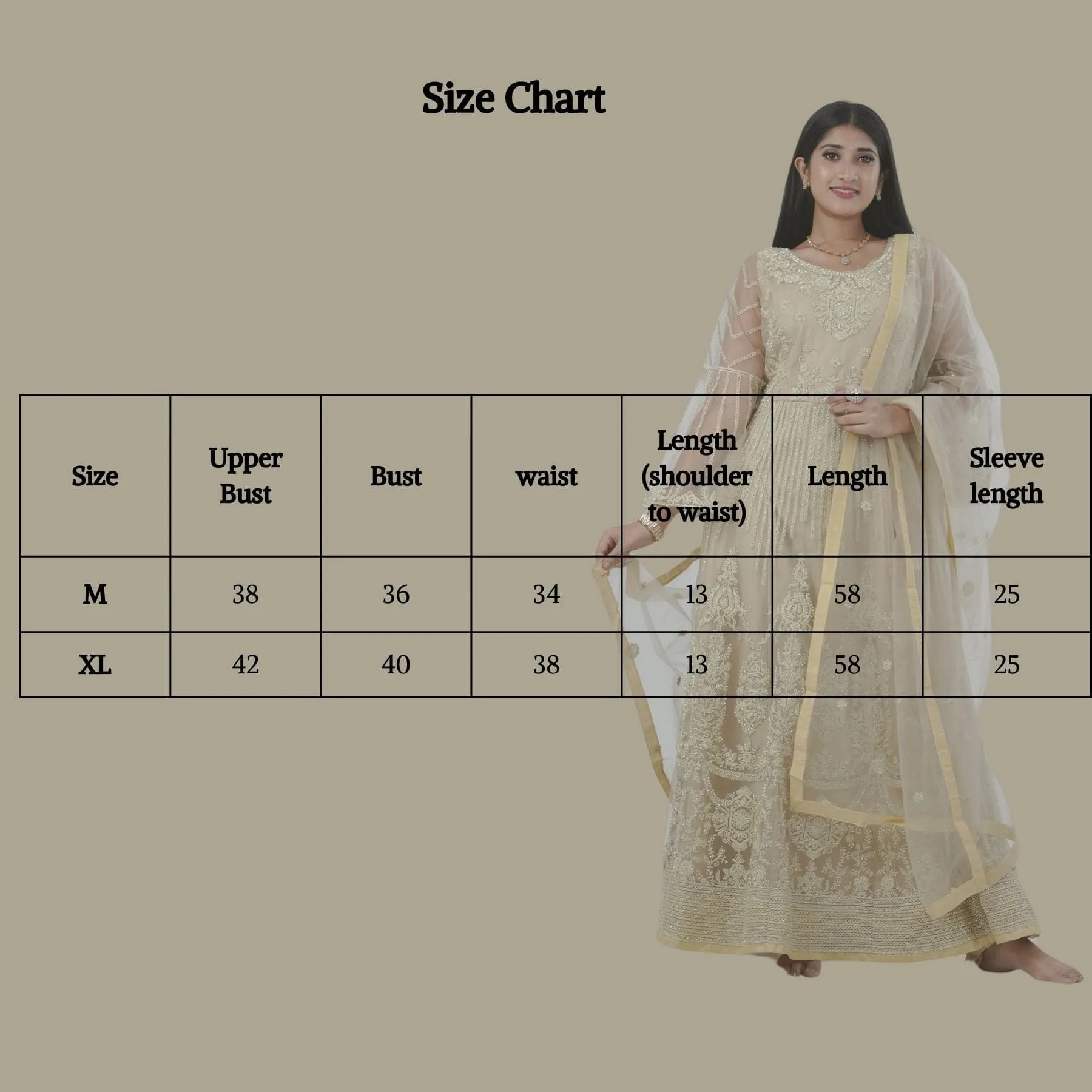 KURTI Embroidered & Stonework Long Gown with Santoon Lining