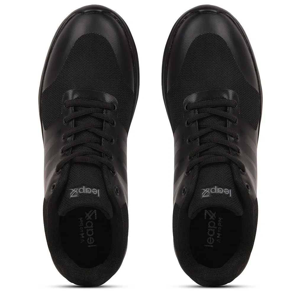 Leap7x Black Casual Lacing Shoes For Men TRIVSKO-2E By Liberty