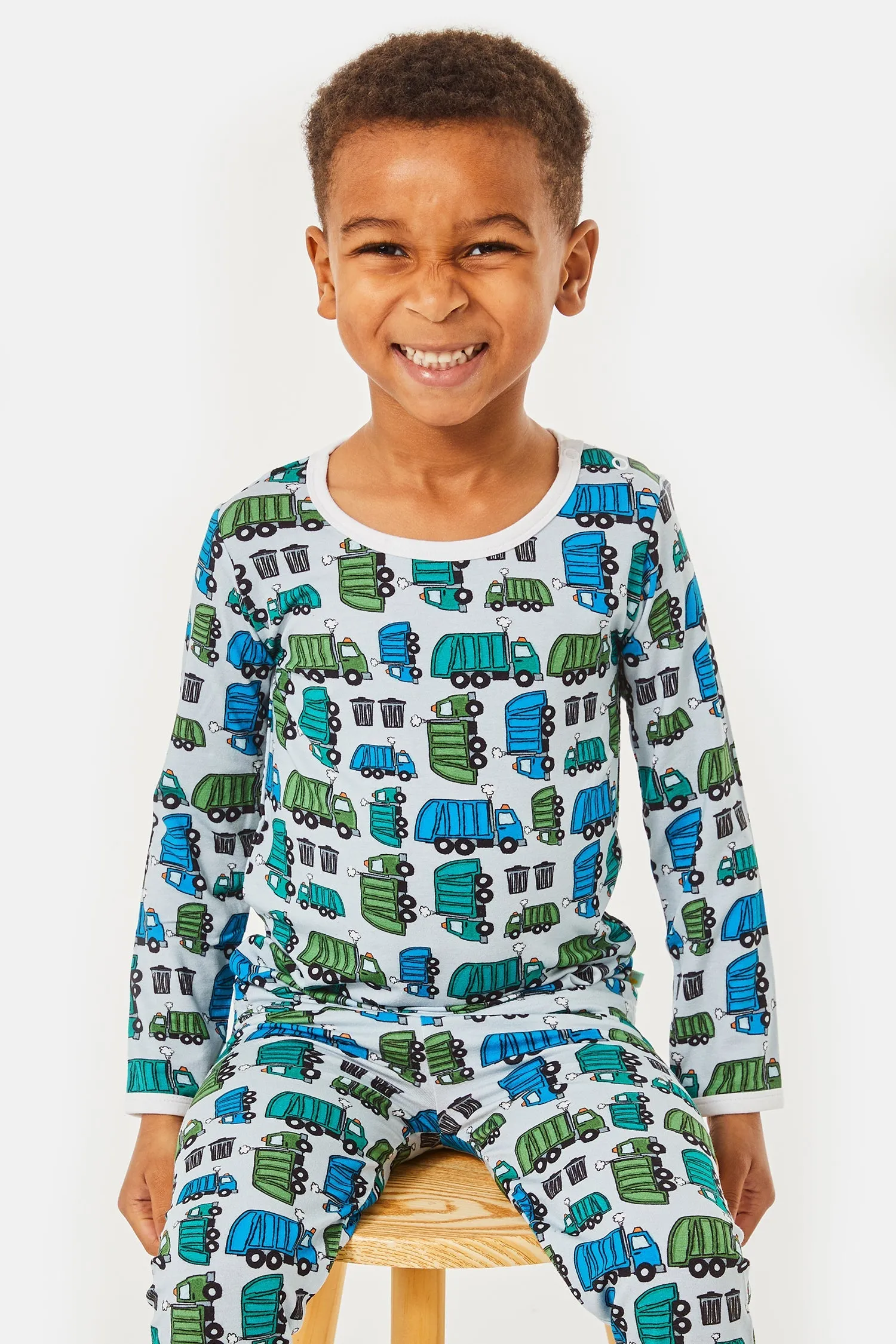 Long Sleeve Pajama Set - Garbage Trucks Babykids_Clover-Baby-Kids