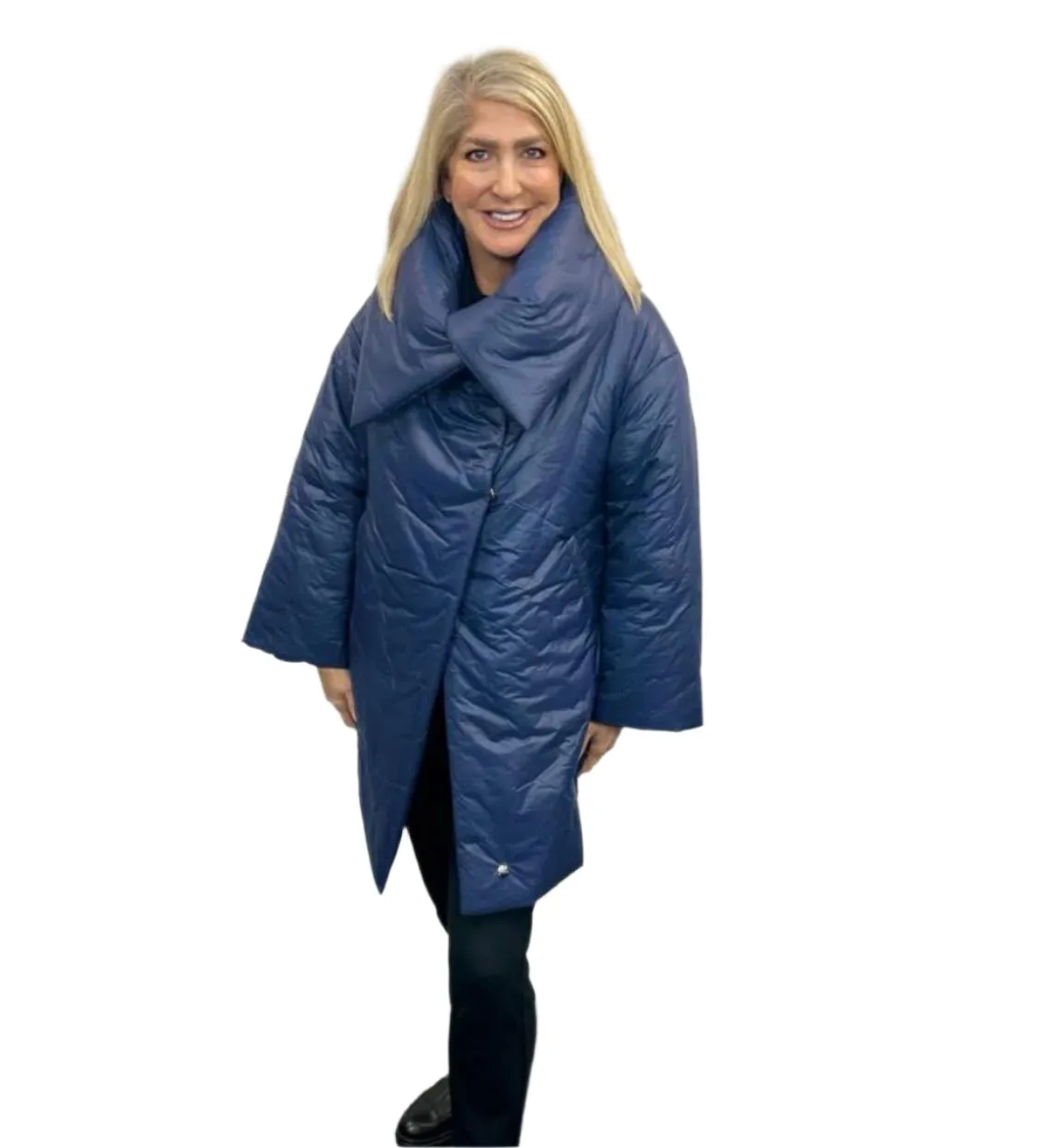Malissa J Padded Mid Length Coat with Large Collar