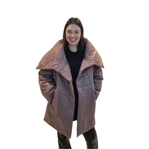 Malissa J Padded Mid Length Coat with Large Collar