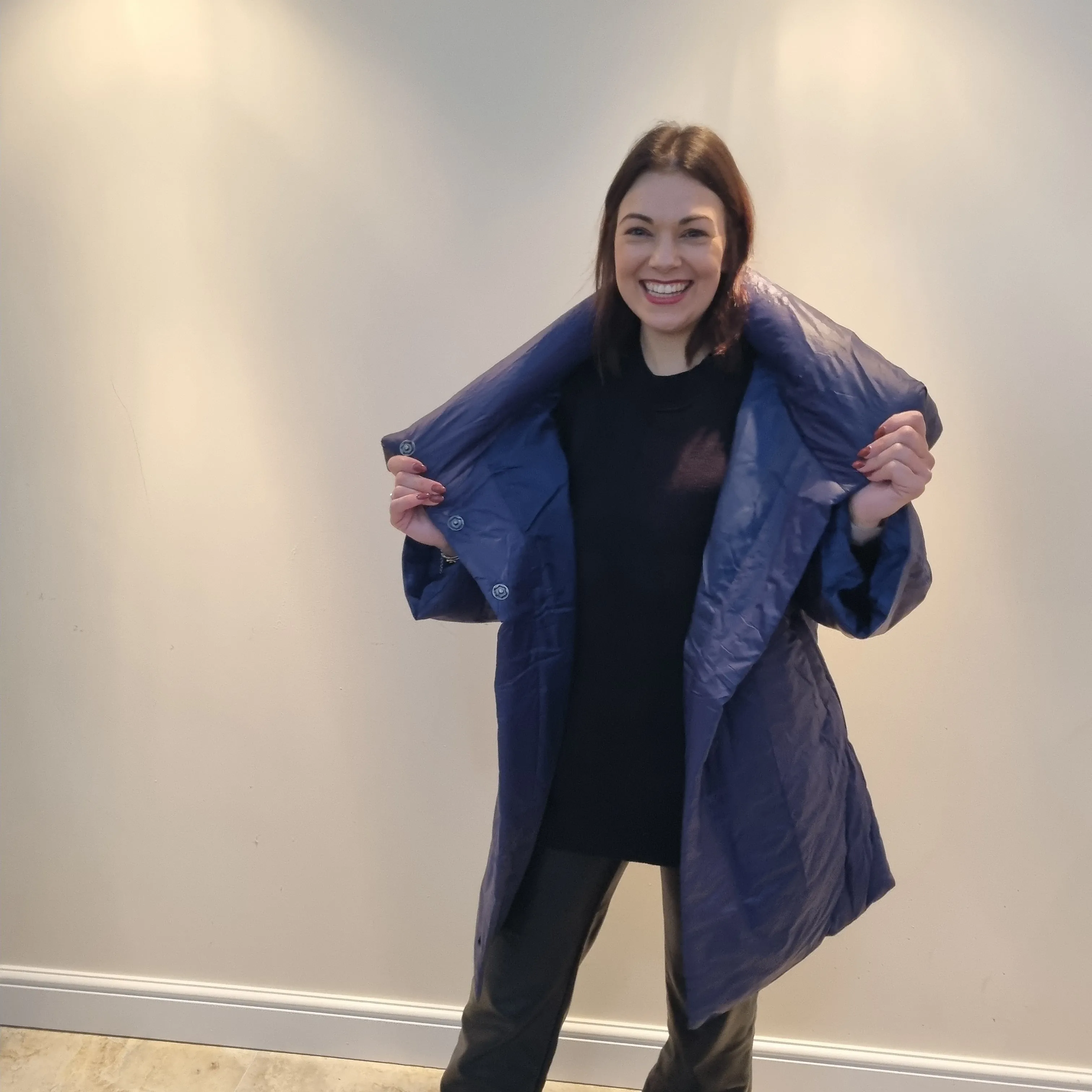 Malissa J Padded Mid Length Coat with Large Collar