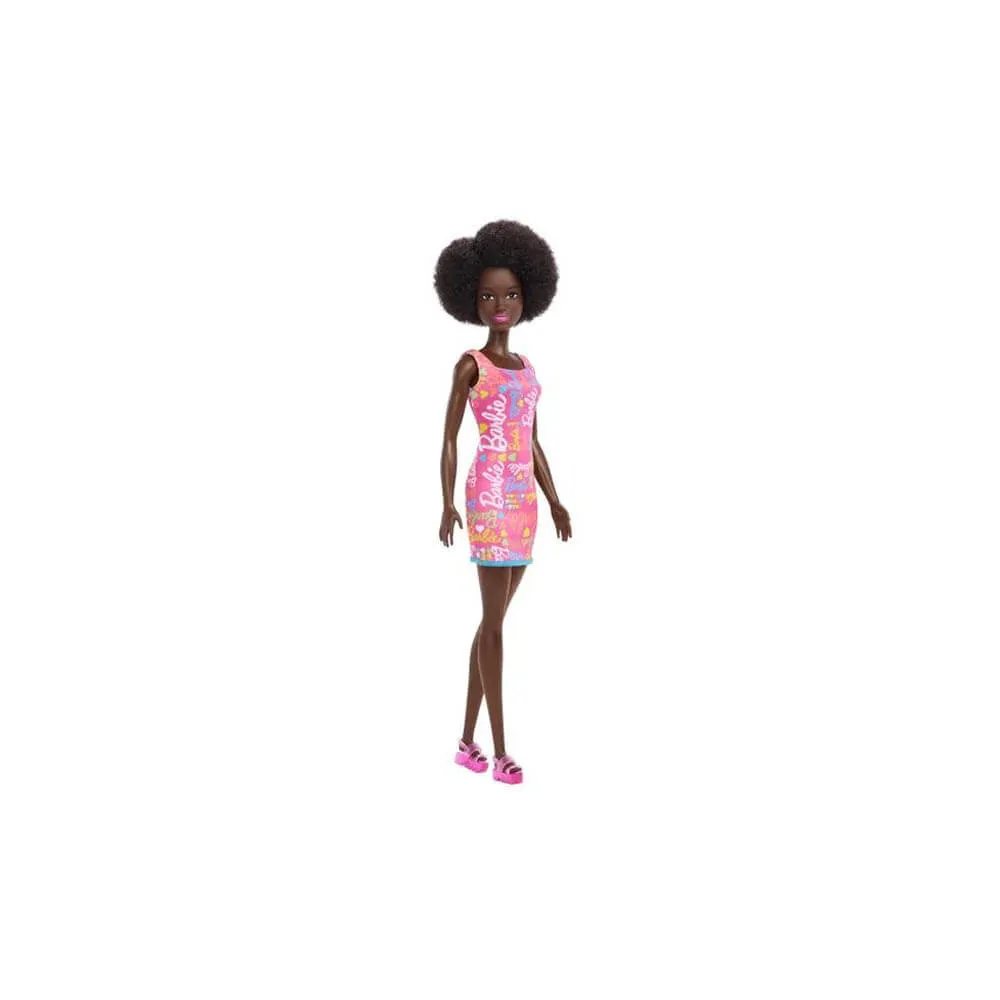 Mattel Toys Barbie Doll Wearing Pink Barbie Print Dress