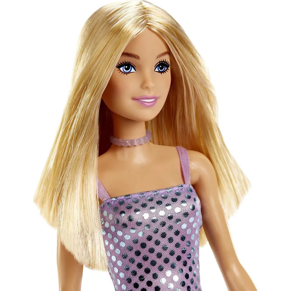 Mattel Toys Barbie Mini Glitz Doll Dress Blonde in Lavender Metallic Dress