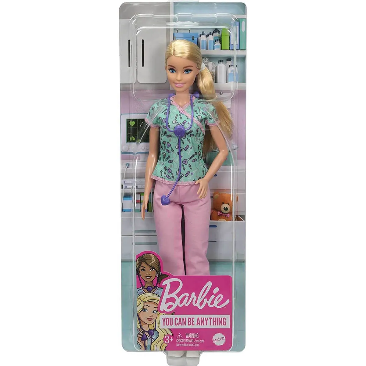 Mattel Toys Barbie You Can Be Anything Careers Nurse Doll with Purple Stethoscope