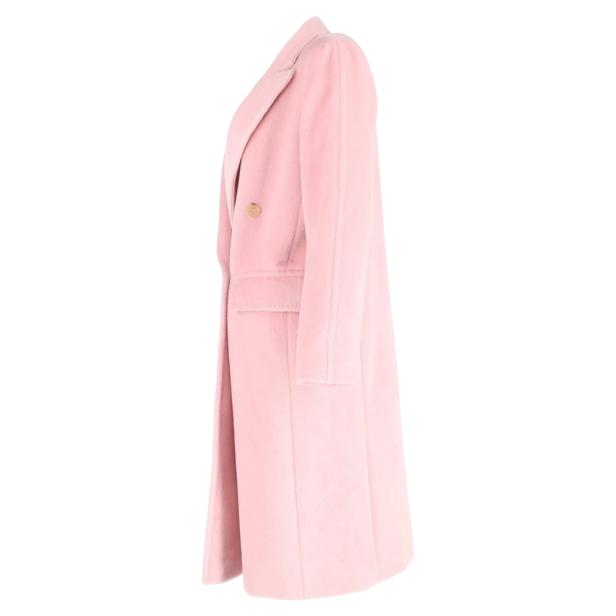 Max Mara Double-Breasted Coat in Pink Wool