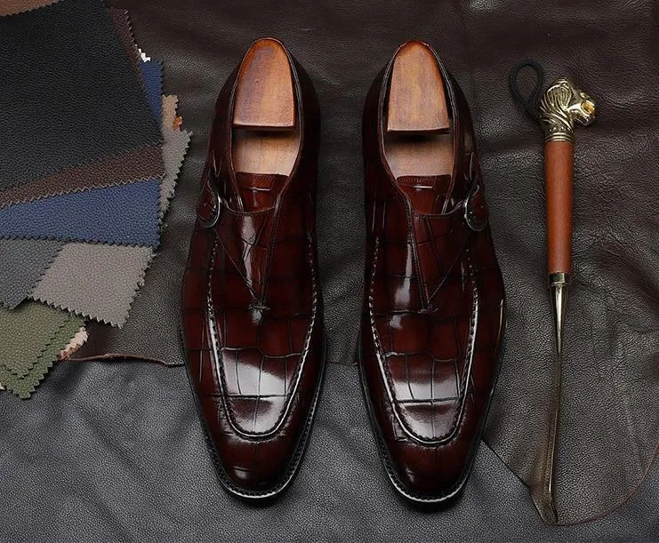 Men Dress Shoes -  Teodoro Oxford Monk Strap Shoes