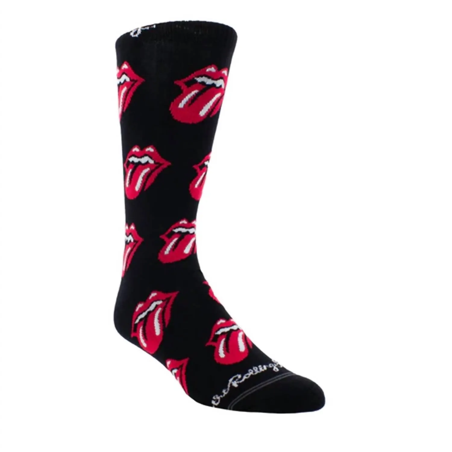 Men's The Rolling Stones Allover Red Tongues Crew Socks In Black