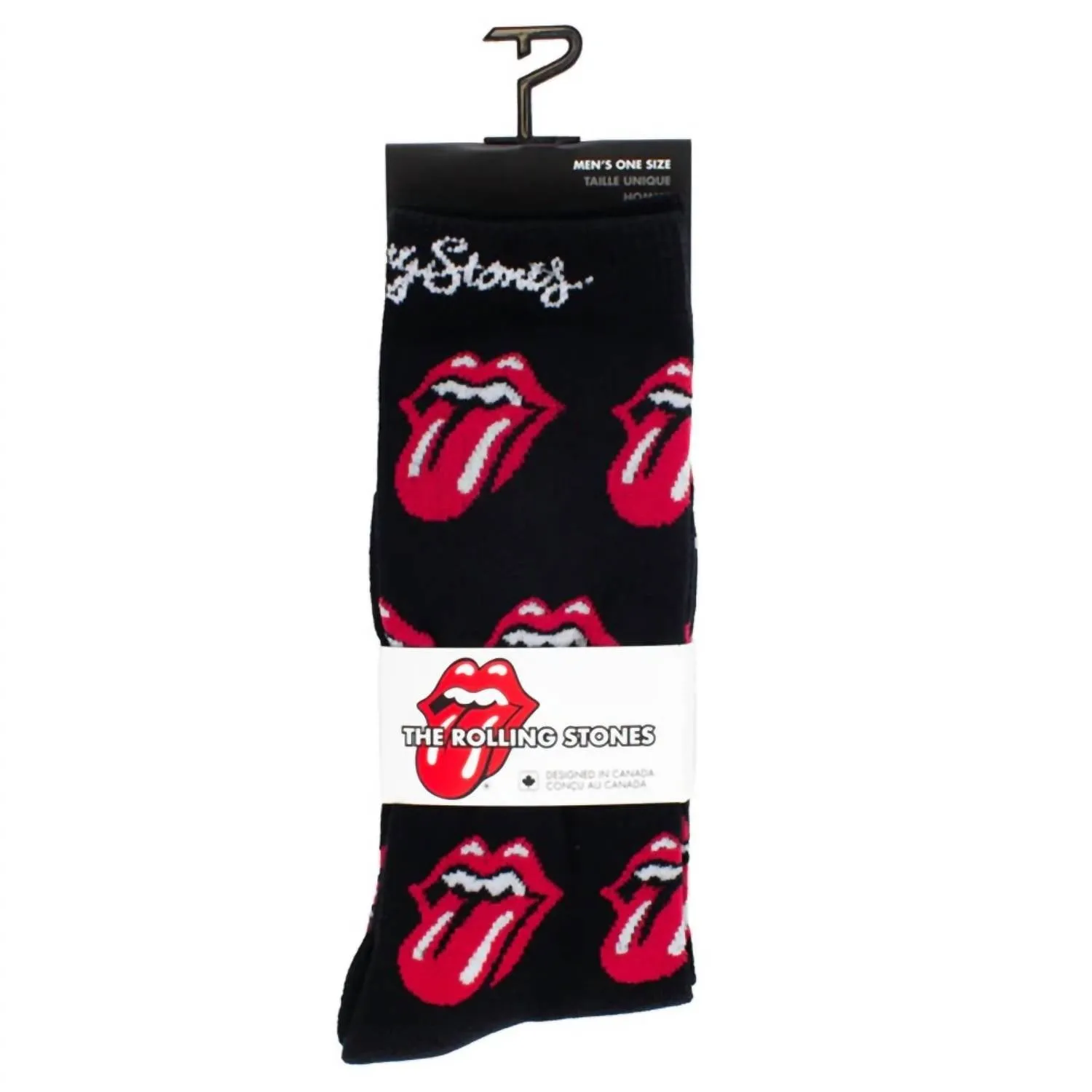 Men's The Rolling Stones Allover Red Tongues Crew Socks In Black
