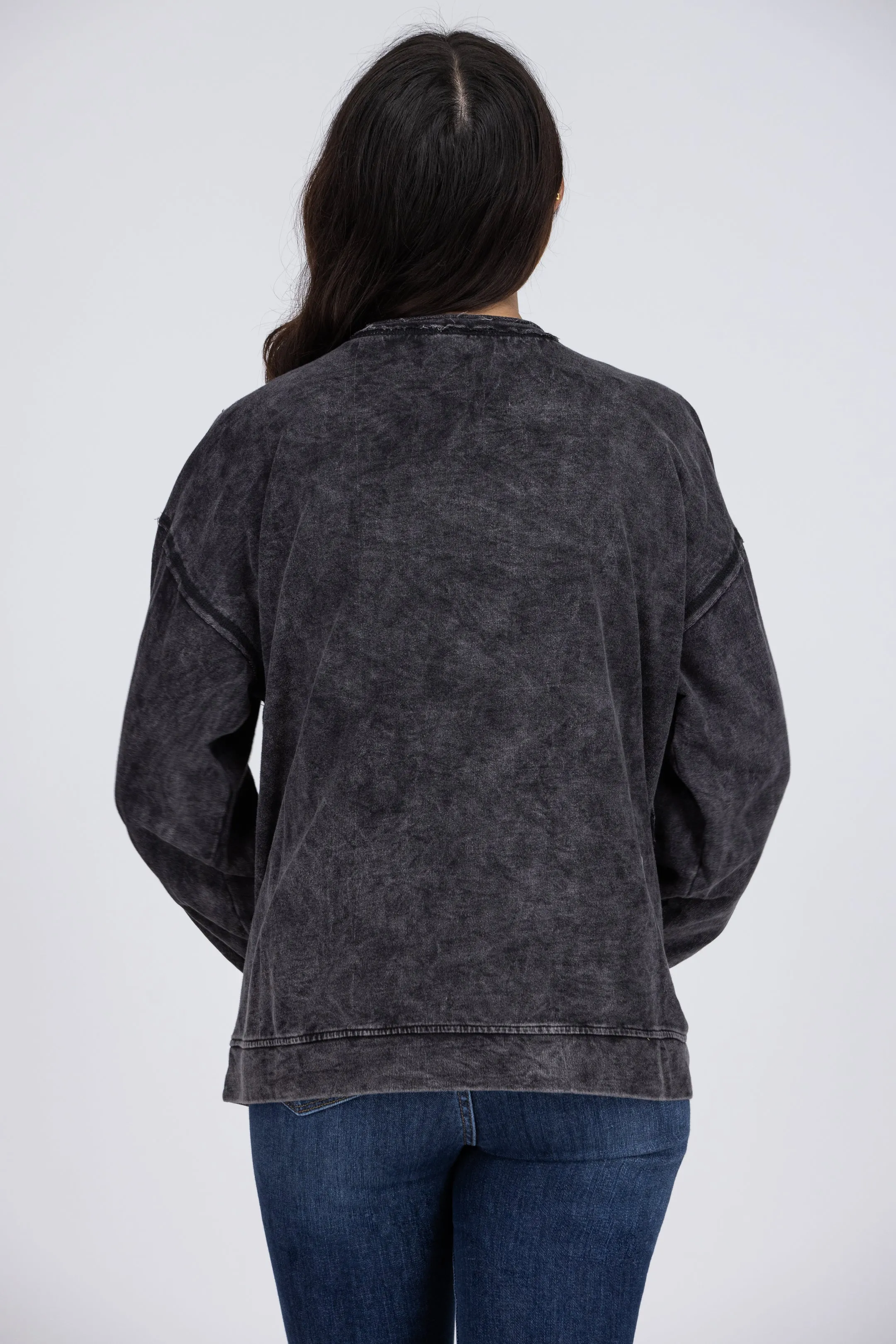 Merry Midnight Women's Vintage Wash Long Sleeve Sweater