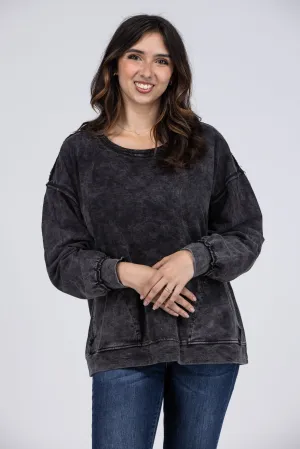 Merry Midnight Women's Vintage Wash Long Sleeve Sweater