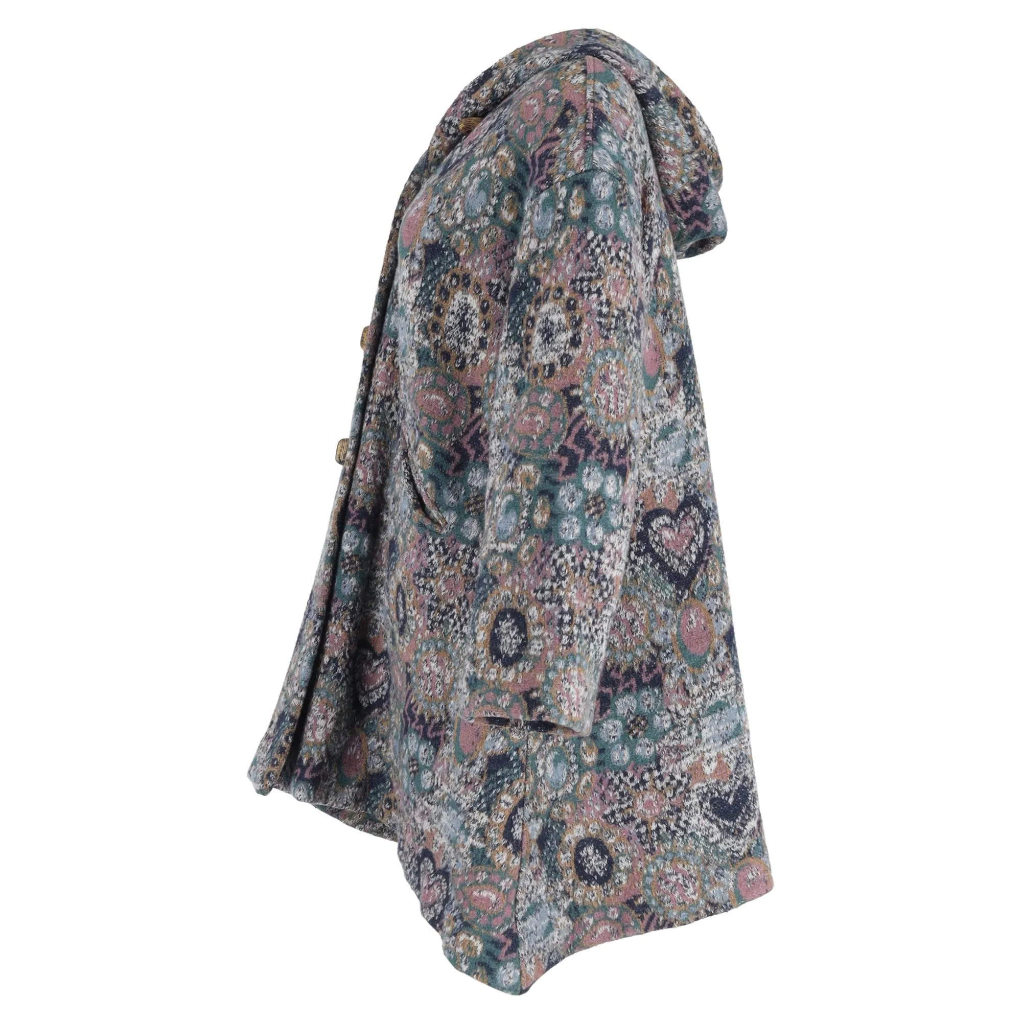Missoni Printed Single-Breasted Hooded Coat in Multicolor Wool