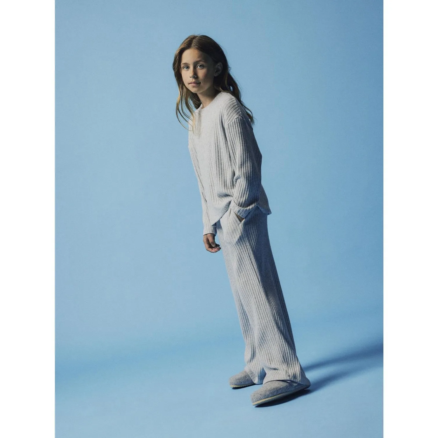 Name It Grey Melange Rikka Wide Pants Babykids_Name-It