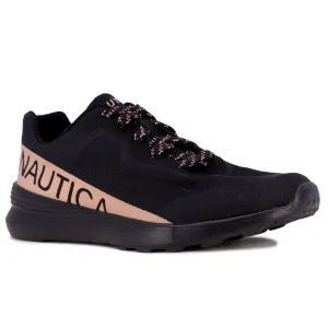 Nautica Women's Logo-Strap Knit Sneaker Black Nautica