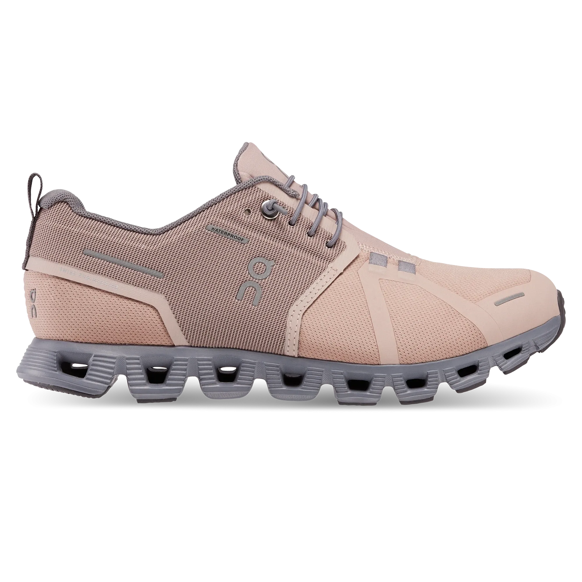 On Womens Cloud 5 Waterproof - Rose/Fossil (59.98527) On