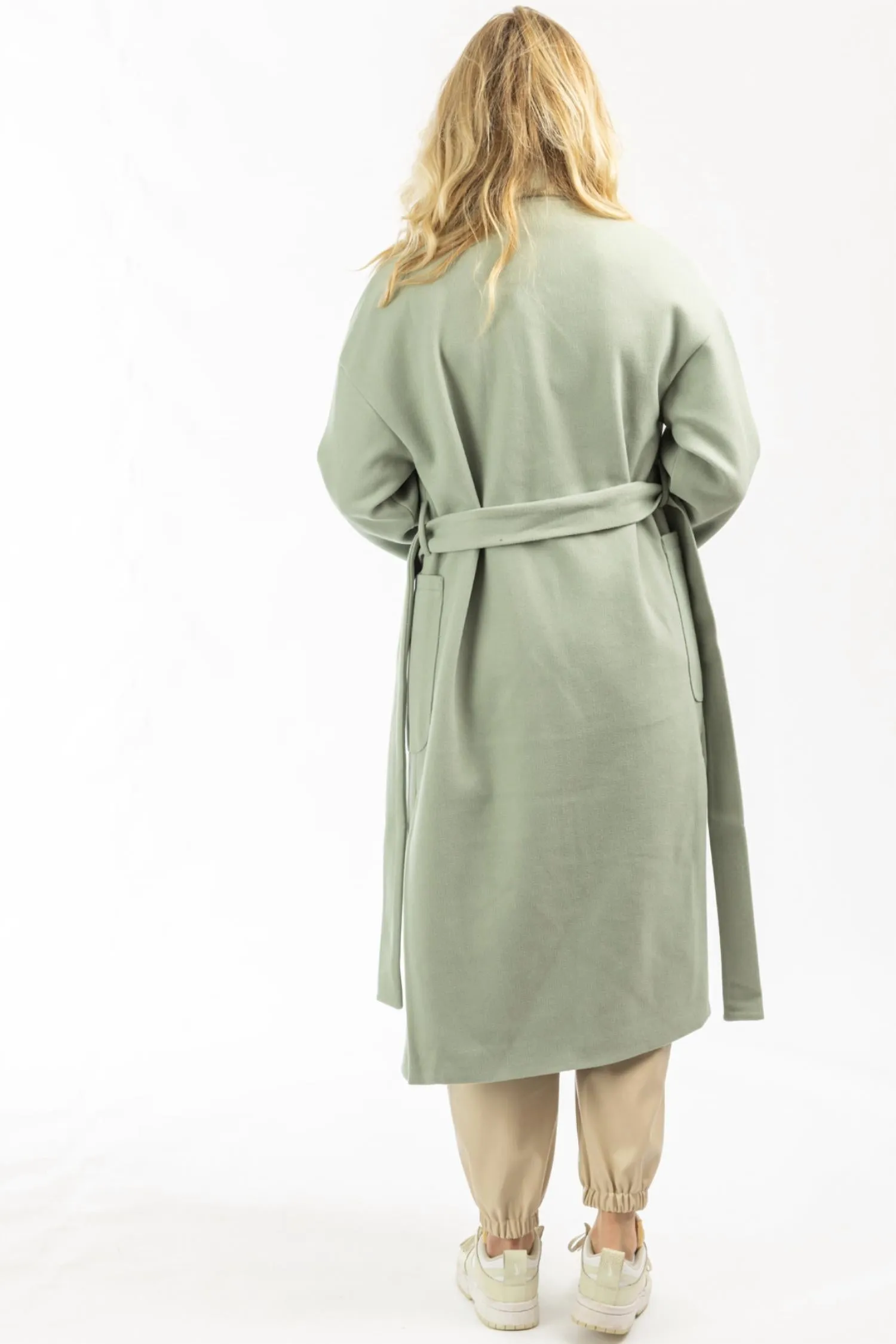 Oversize Belted Trench Coat In Mint