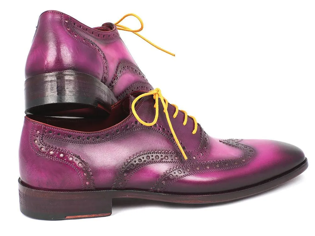 Paul Parkman Shoes Paul Parkman Men's Hand-Painted Leather Wingtip Oxfords in Lilac