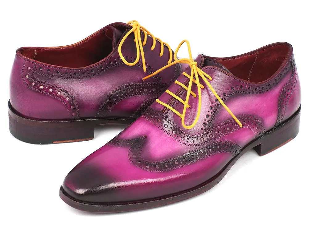 Paul Parkman Shoes Paul Parkman Men's Hand-Painted Leather Wingtip Oxfords in Lilac