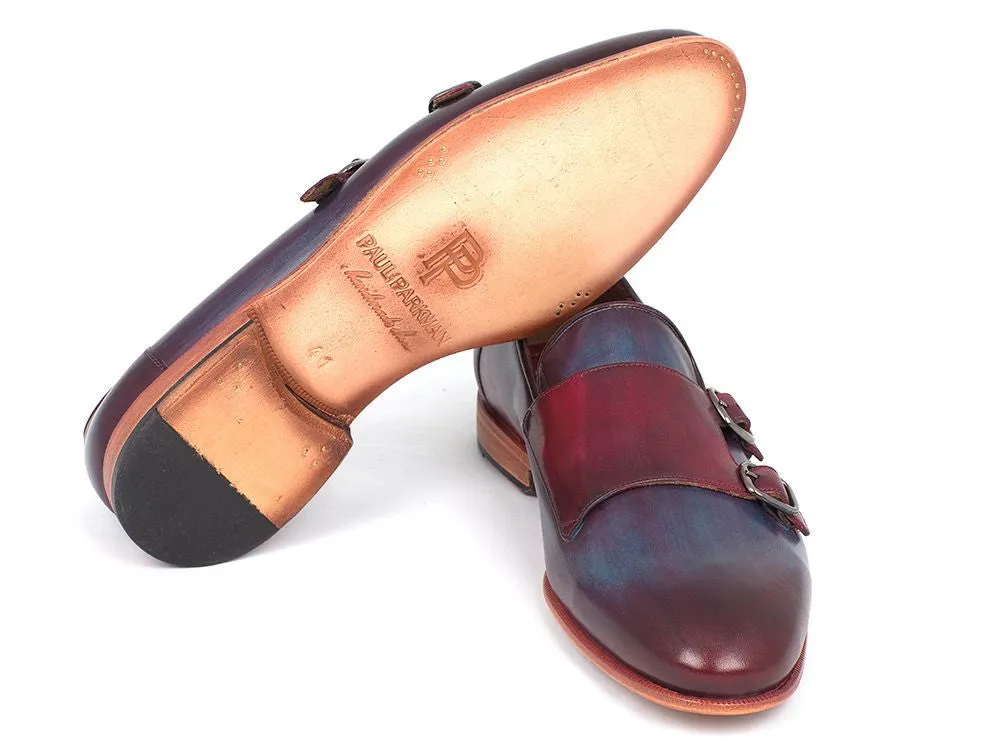 Paul Parkman Shoes Paul Parkman Men's Leather Double Monkstraps in Bordeaux & Navy