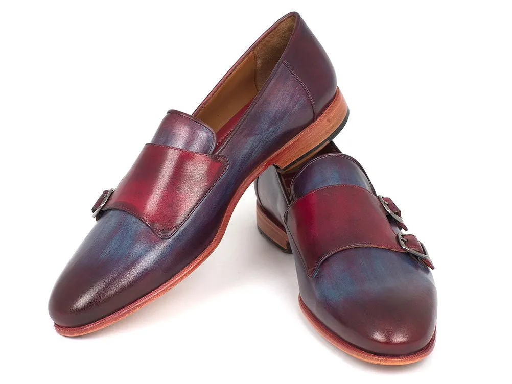 Paul Parkman Shoes Paul Parkman Men's Leather Double Monkstraps in Bordeaux & Navy