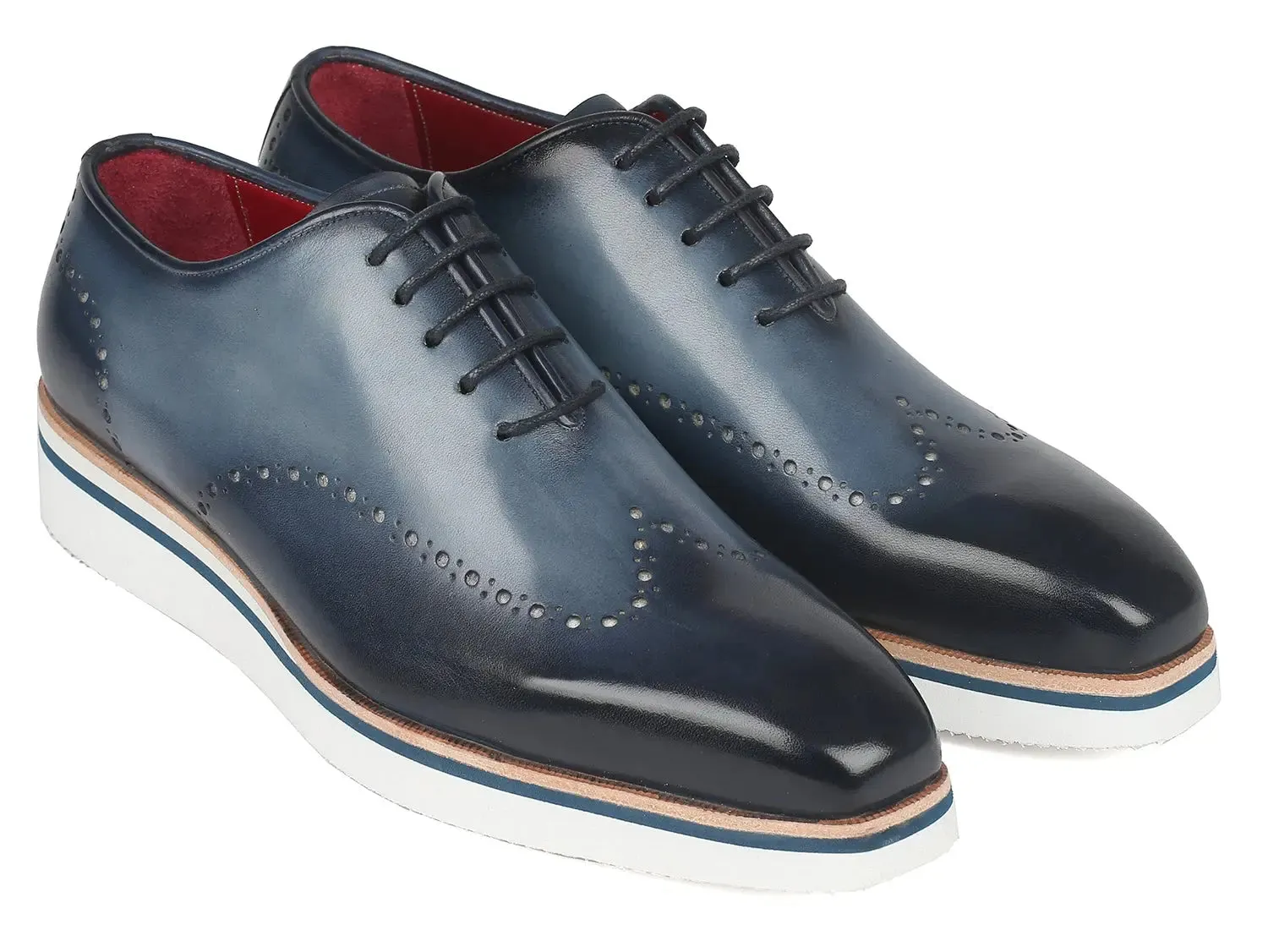 Paul Parkman Shoes Paul Parkman Men's Smart Casual Wingtip Oxfords in Navy