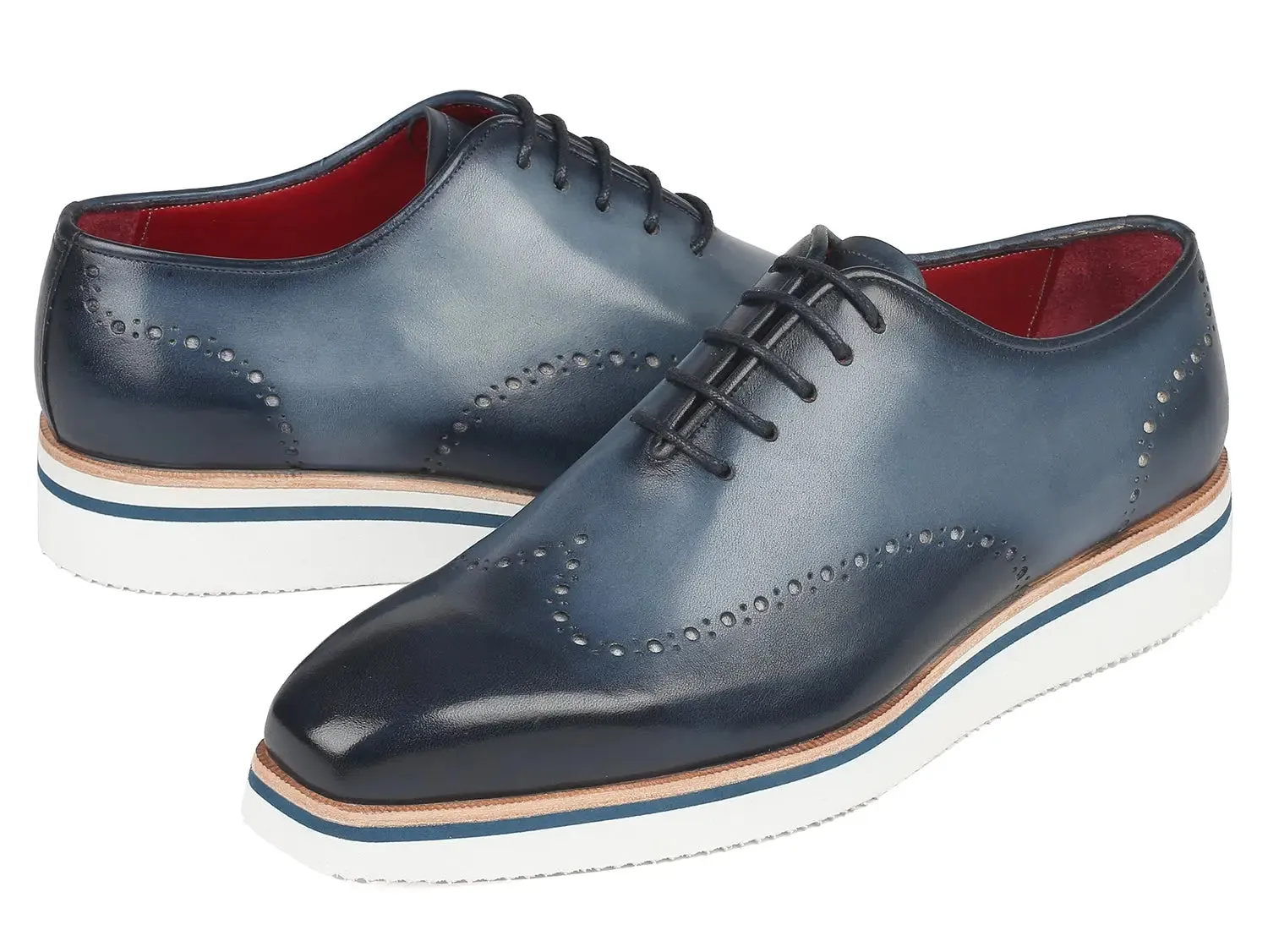 Paul Parkman Shoes Paul Parkman Men's Smart Casual Wingtip Oxfords in Navy